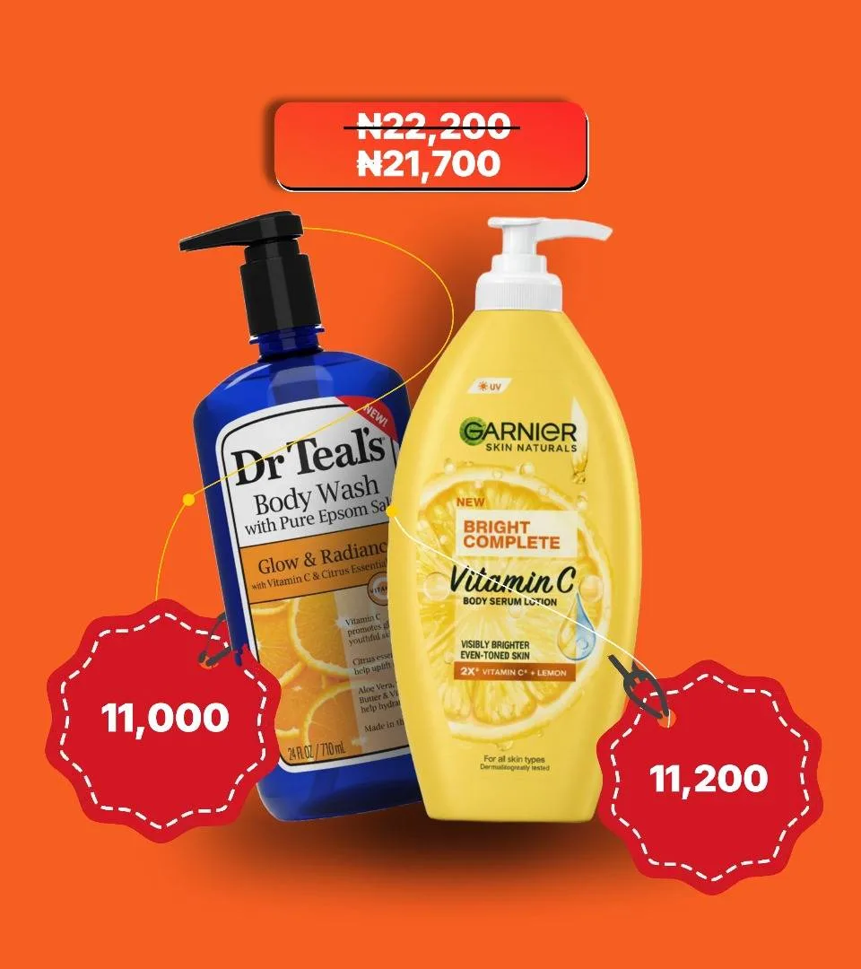 Brightening Body Combo Deal. Dr Teal's Vitamin C Body Wash & Garnier Vitamin C Body Lotion